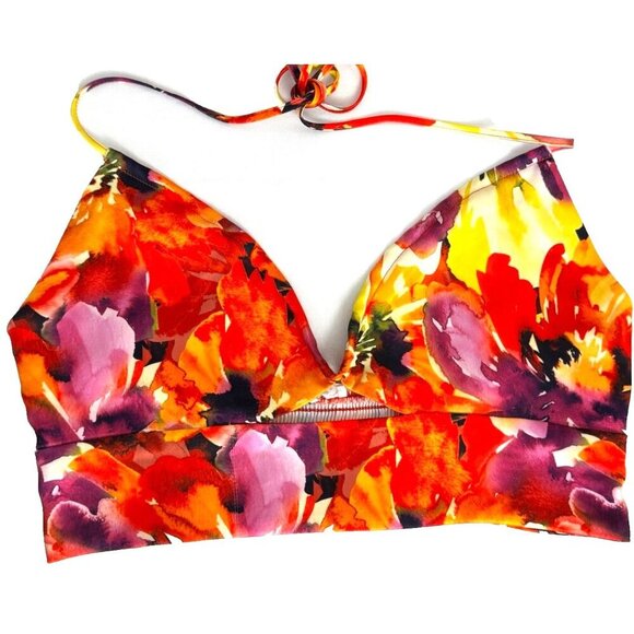 Garage Satin Halter Crop Top M Watercolor Floral colorful Strappy Y2k Festival - Picture 1 of 6